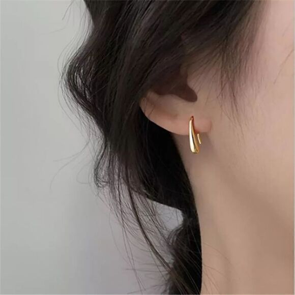 Gold Water Drop Dangle Earrings - Picture 6 of 6